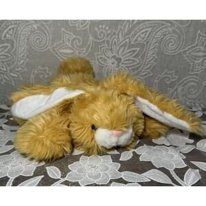 Chosun Floppy Bunny Plush Laying Down Pink Nose Orange 13” Hard Eyes Stuffed